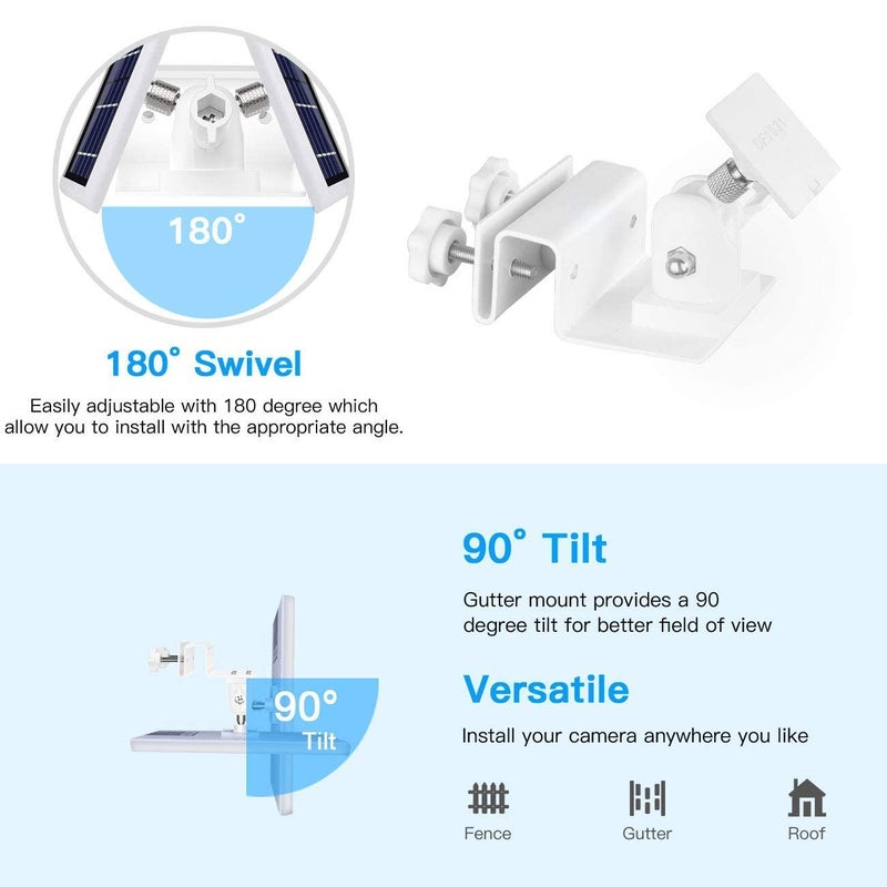 OkeMeeo Gutter Mount for Ring Solar Panel, No-Drill Solar Panel Mount for Arlo, Eufy, Reolink for Maximum Sunlight Exposure (White, 1Pack) - Image 2